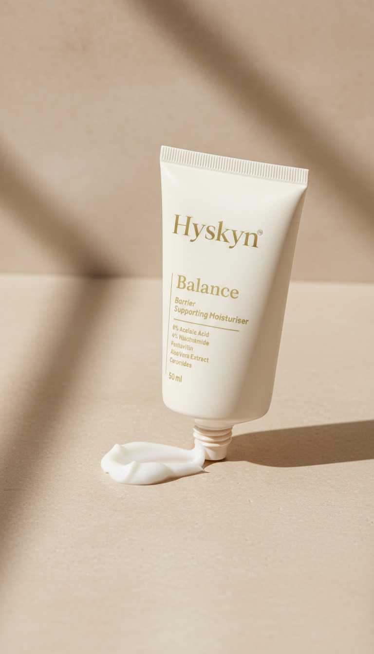 Hysken moisturizer for oily skin tube on a beige background