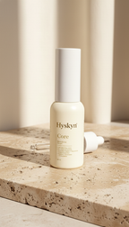 Hysken Rice water bottle on a stone surface with soft lighting