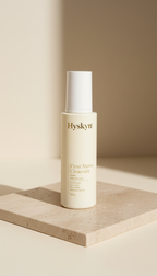 Hyskyn best face wash for oily skin bottle on a beige surface with a neutral background